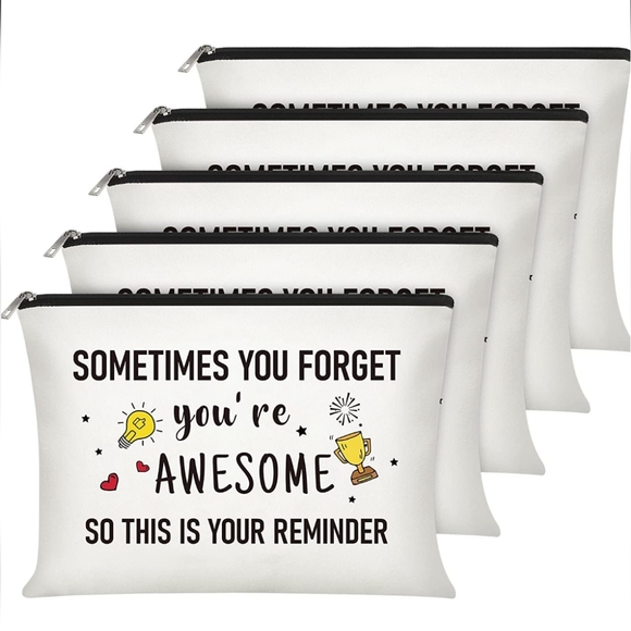 Make-up-Tasche Mit Aufdruck „Sometimes You Forget You're Awesome“ – Leinen, 19 X 25 Cm, Perfekt Als Geschenk Für Frauen